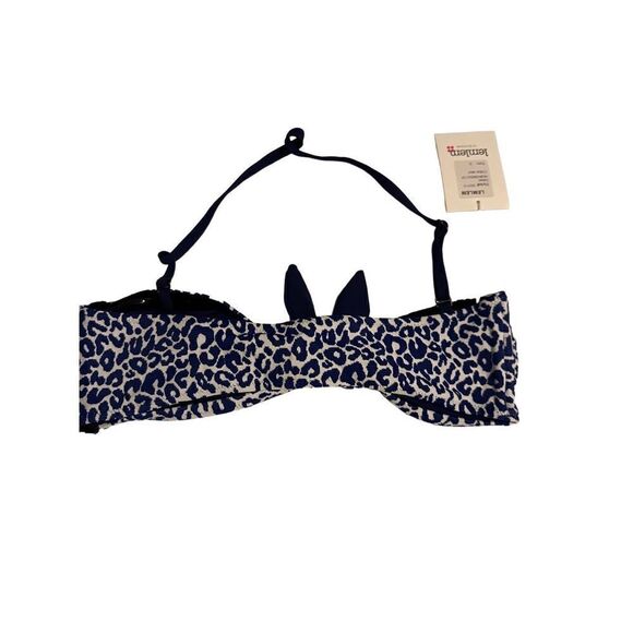 lemlem Halima Leopard Bandeau Bikini Top NWT small blogger fave NAVY - Picture 5 of 7